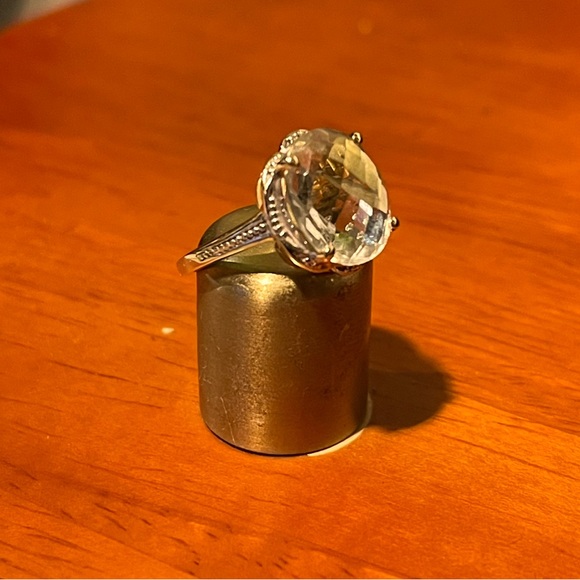 Final Price 14K Yellow Gold/ Prasiolite Checkerboard Oval Gem Ring - Picture 5 of 10